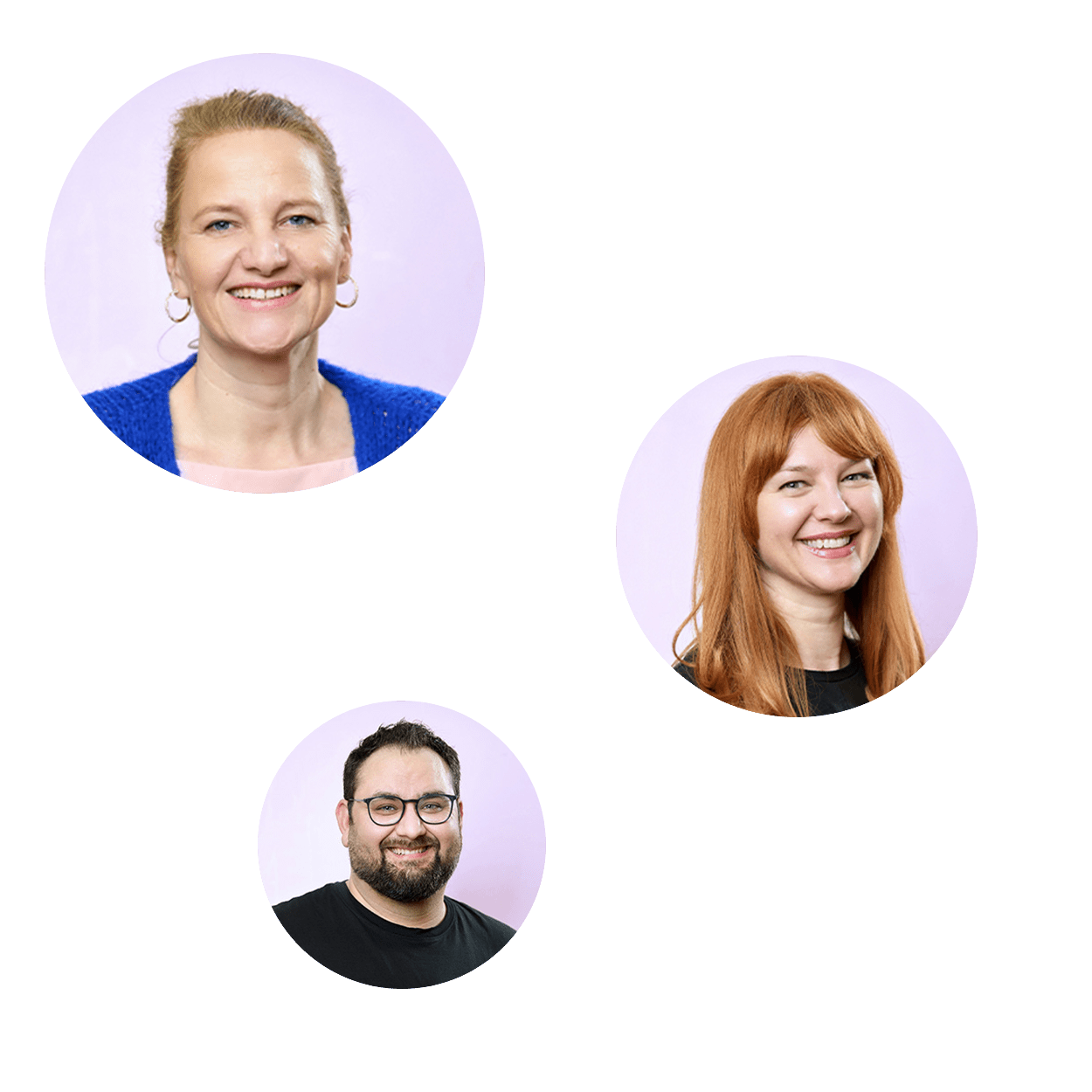 Drei MBSR-Coaches lächeln in die Kamera.