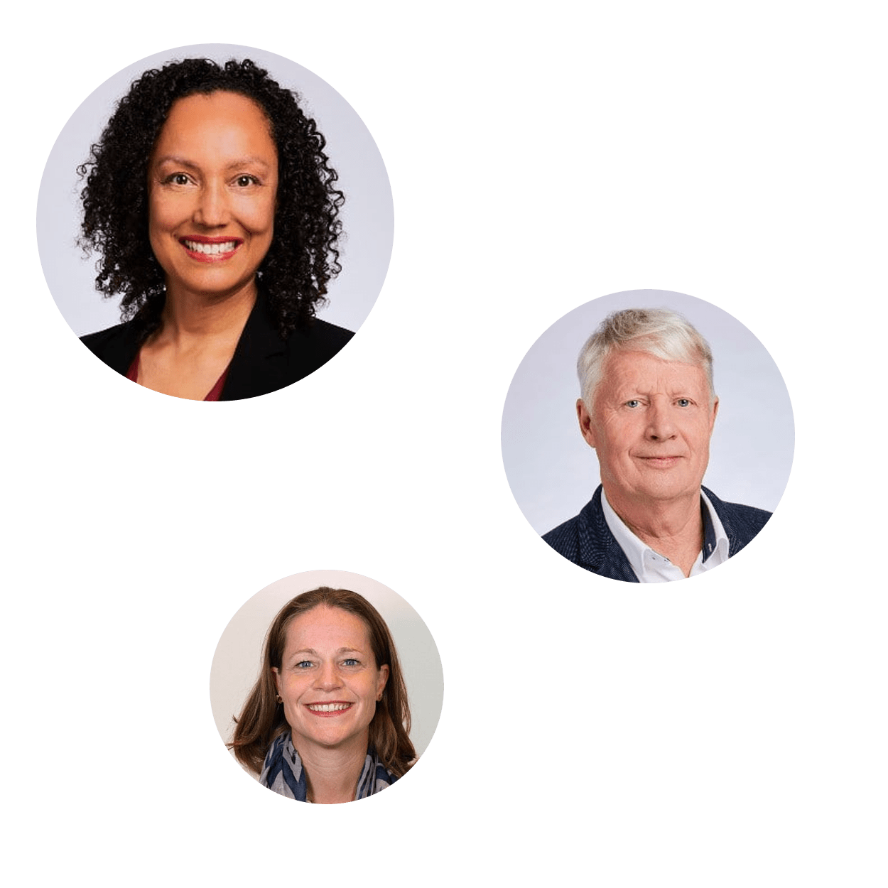 Portraits of three professionals specializing in executive coaching